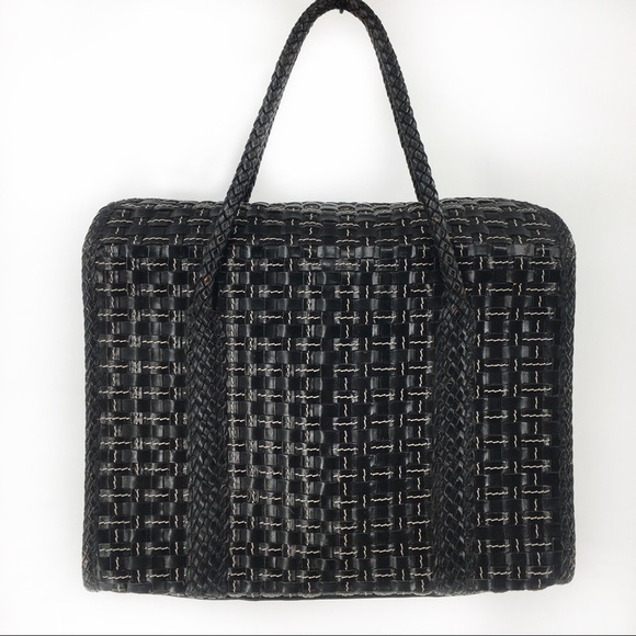Elliott Lucca Handbags - Elliot Lucca Black Leather Basket‎ Weave Hand Bag